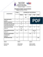 Tuao Vocational and Technical School Table of Specifications for Qualitative Research 1