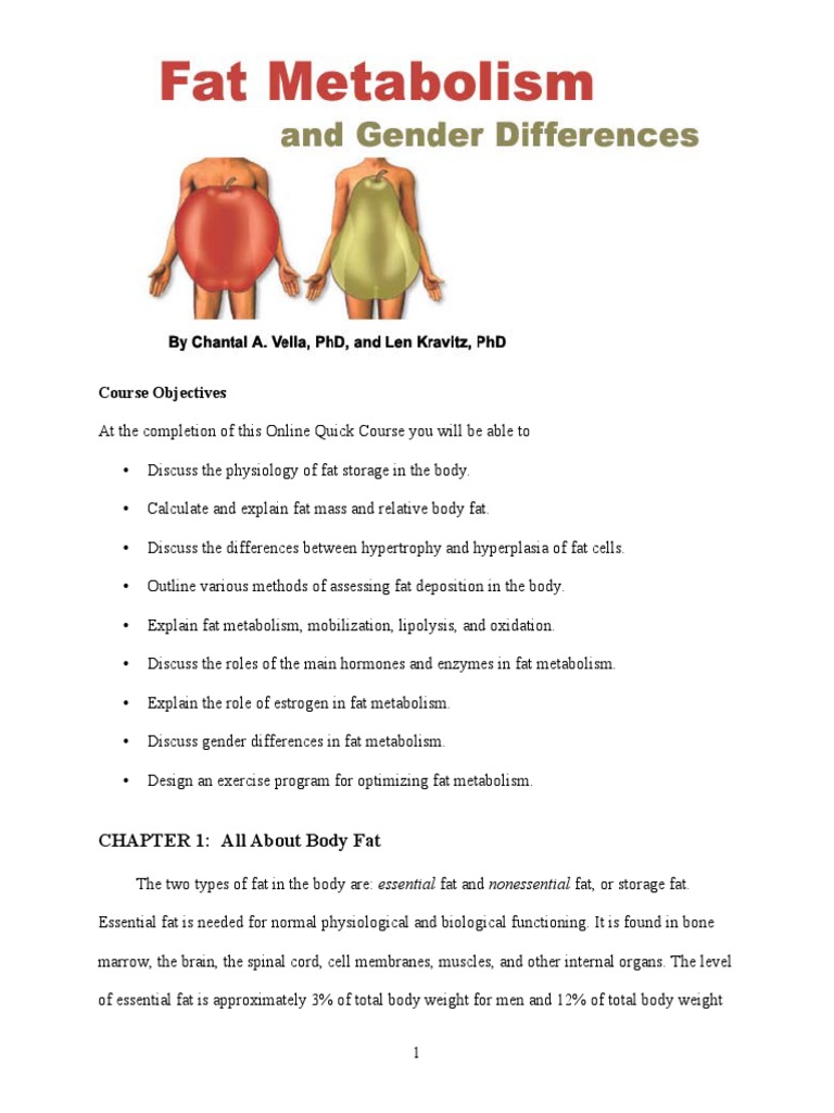 Fat Metabolism and Gender Differences | PDF | Adipose Tissue | Adipocyte