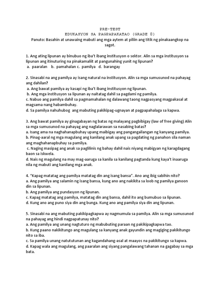 Esp Pre Test | PDF