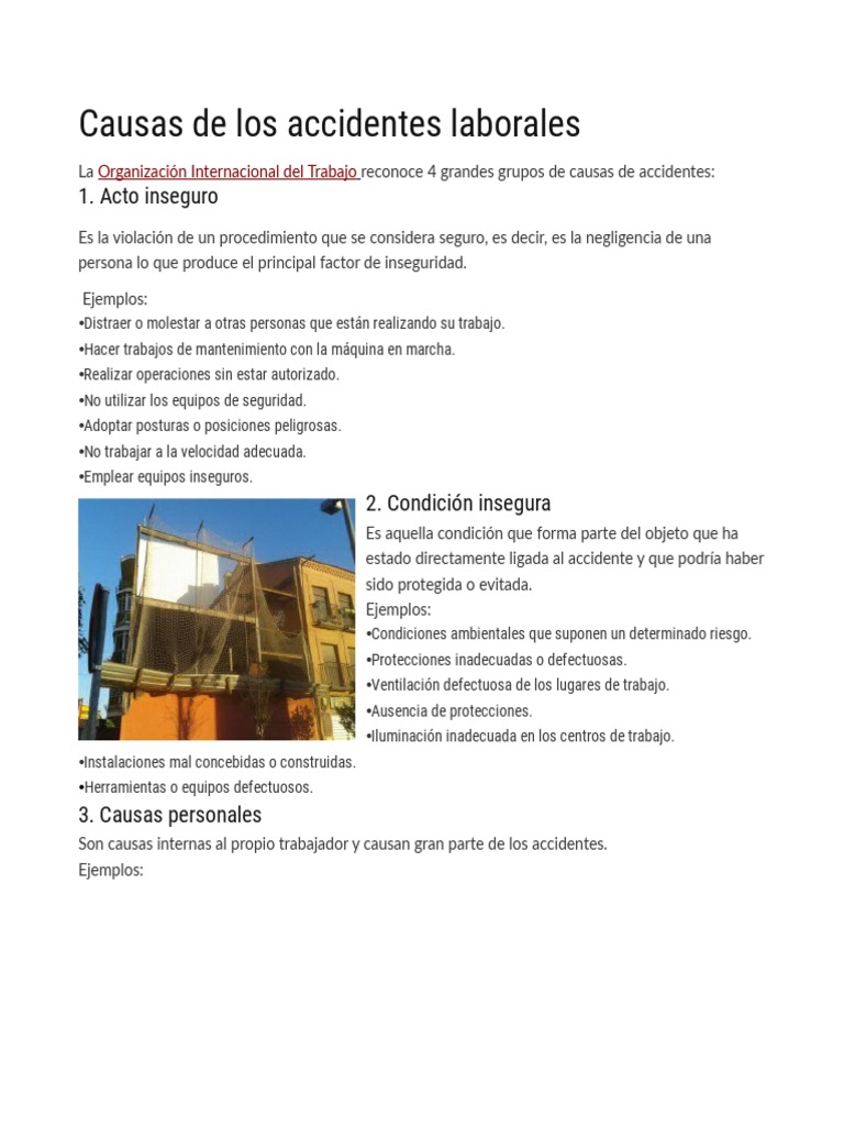 Causas y Consecuencias de Riesgos y Accidentes Laborales | PDF ...
