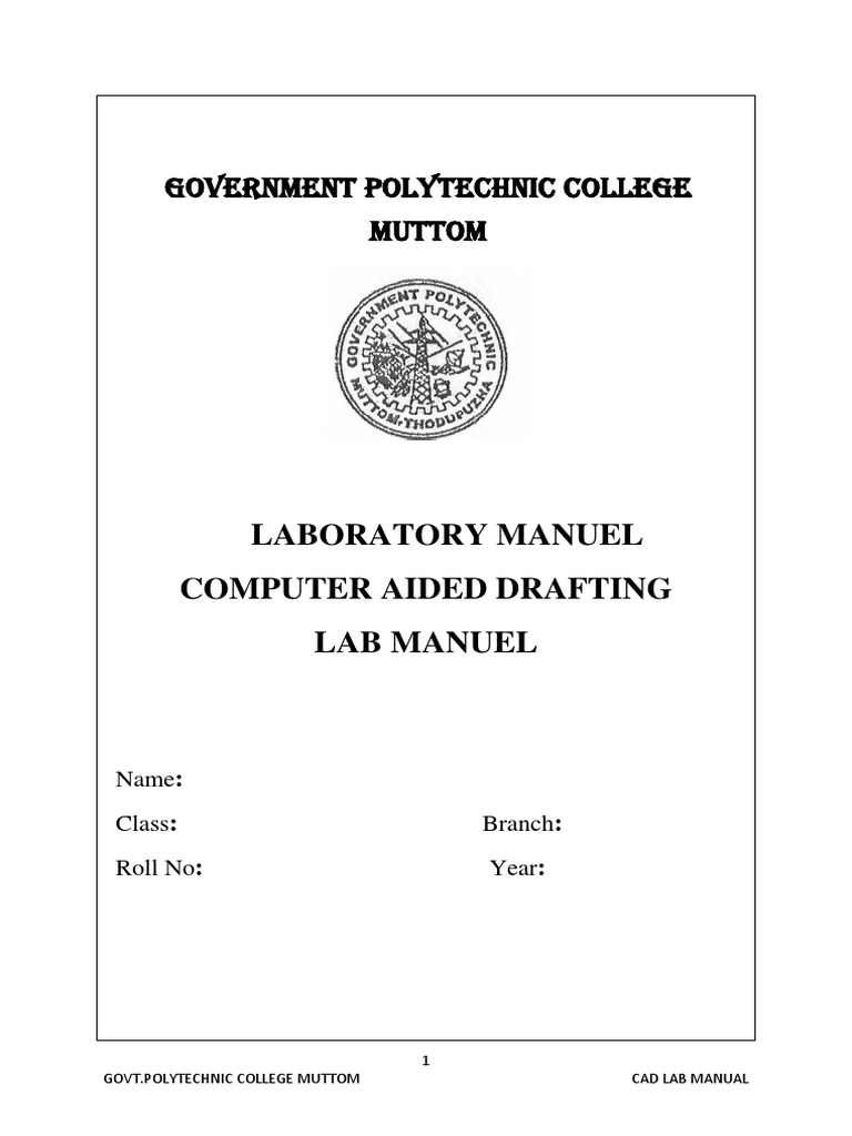 Corrected Cad Lab Manual PDF Computer Aided Design Technical Drawing