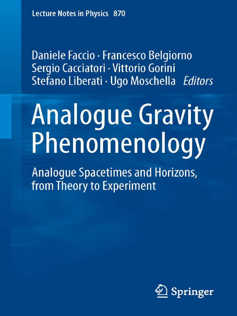 Analogue Gravity Phenomenology Hawking Radiation Black Hole