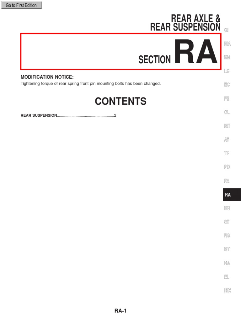 Rear Axle & Rear Suspension: Modification Notice | PDF