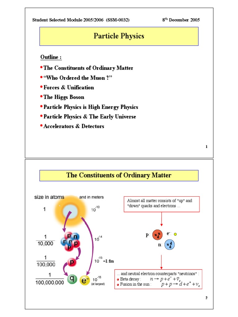 Particle Physics: The Constituents of Ordinary Matter | PDF | Higgs ...