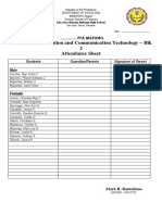 Grade 12 - Information and Communication Technology - BLK 2 Attendance Sheet