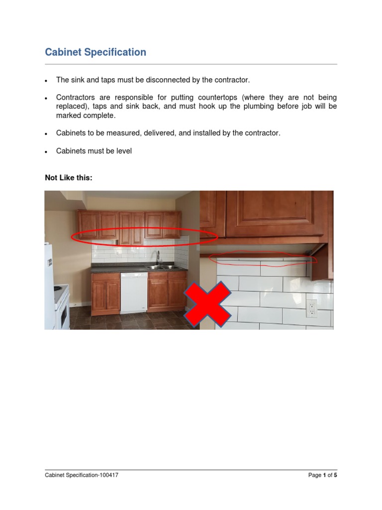 Cabinet Specification: Not Like This | PDF | Cabinetry | Countertop