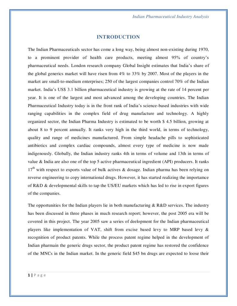 Indian Pharmaceutical Industry | PDF