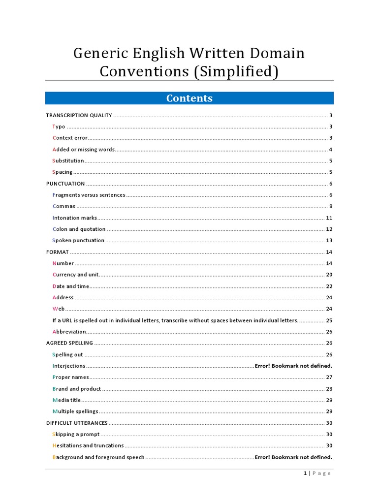 Generic English Written Domain Conventions Simplified | PDF ...