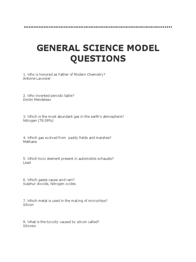 General Science Model Questions: Downloaded From ...... | PDF