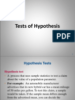 Tests of Hypothesis