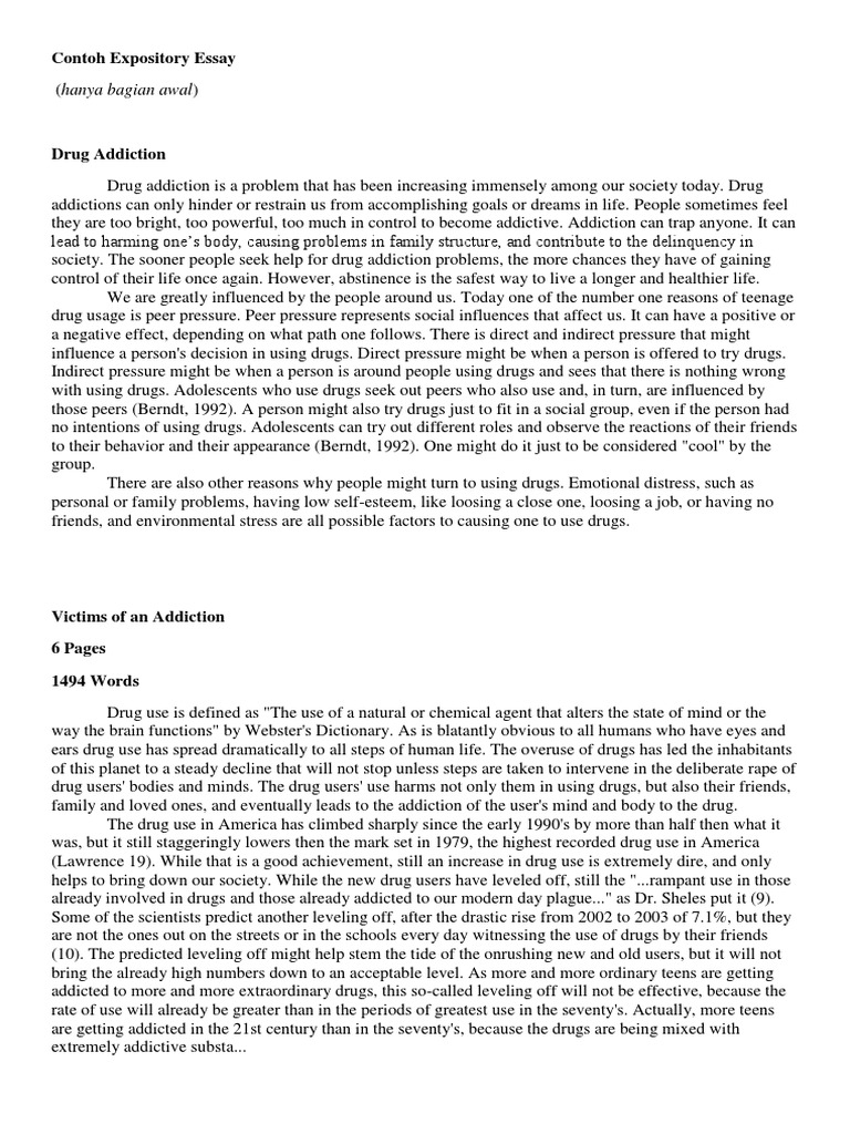 example of expository essay on drug abuse