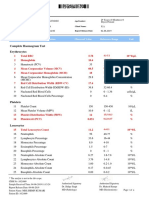 Complete Haemogram Test Erythrocytes: SR - No Investigation Observed Value Reference Range Unit