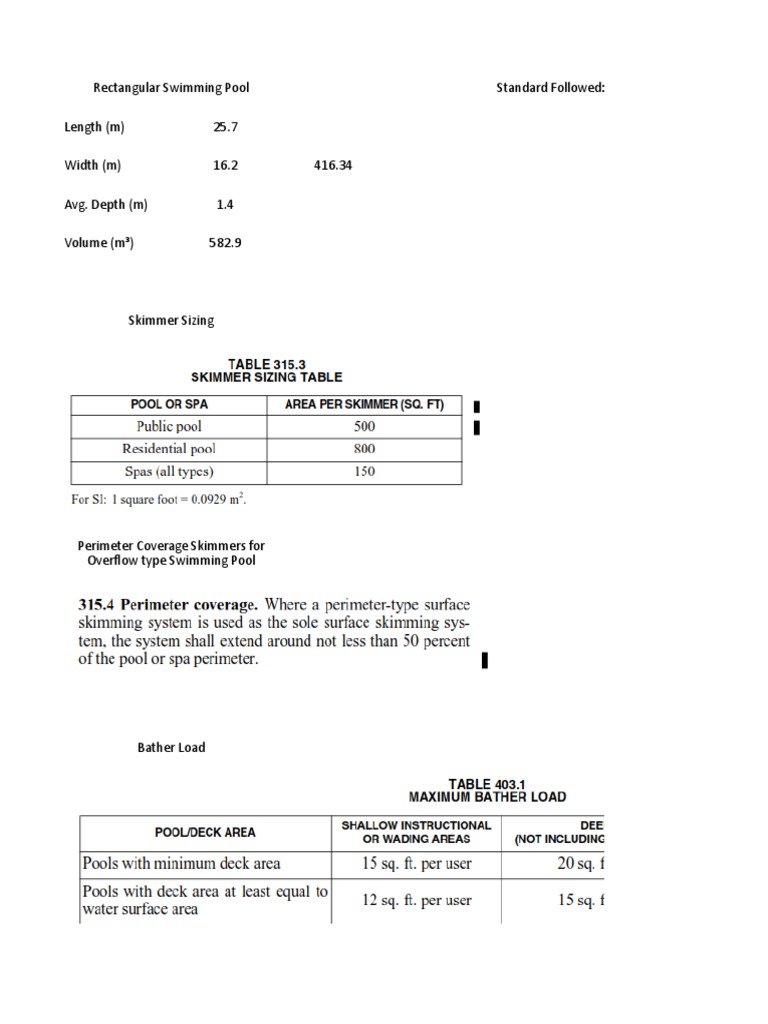 Swimming Pool Design Calculations | PDF | Swimming Pool | Filtration