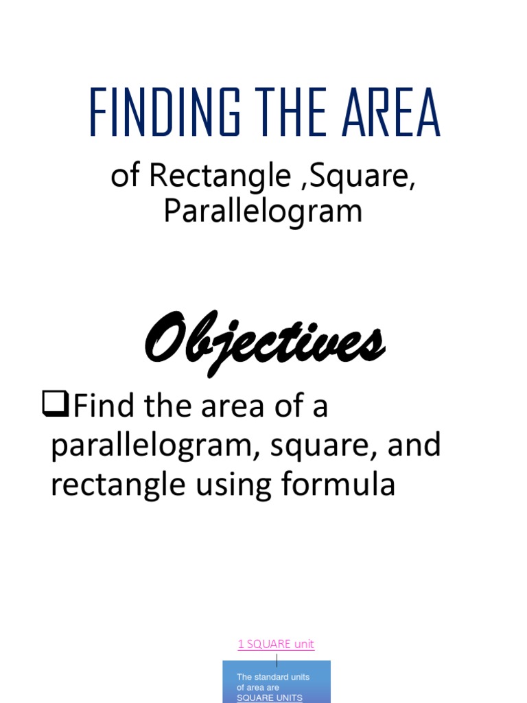 Area of Squares and Rectangles Explained | PDF | Area | Rectangle