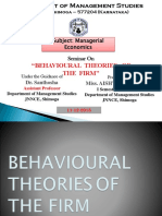 "Behavioural Theories of The Firm'': Subject: Managerial Economics