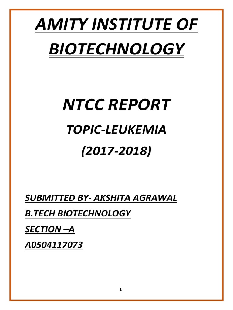 Leukemia NTCC Report 2017-2018 | PDF | Leukemia | Hematopoietic Stem ...