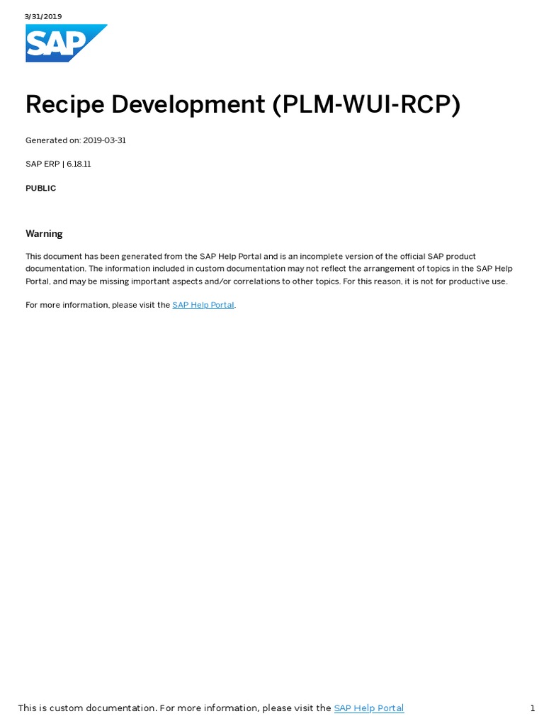 SAP PLM Recipe Development Guide | PDF | Product Lifecycle | User Interface