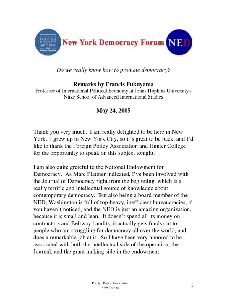 Democracy Spread Francis Fukuyama PDF Democratization Economic