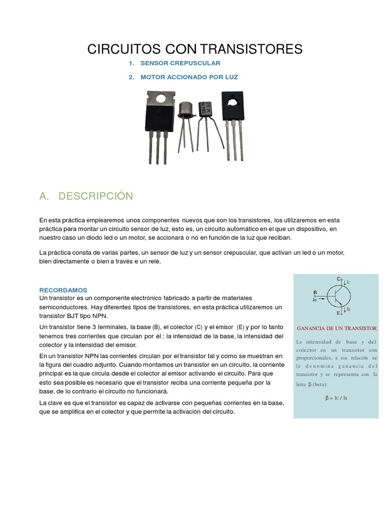 Práctica Con Transistores | PDF | Transistor | Transistor de unión bipolar