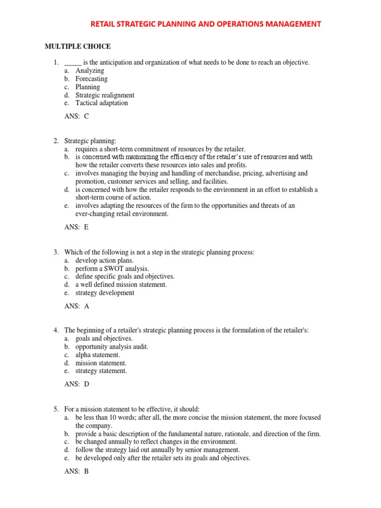 Retail Strategic Planning Essentials | PDF | Retail | Strategic Planning