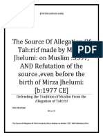 The Source Of Allegation Of Tah:ri:f made by Mirza