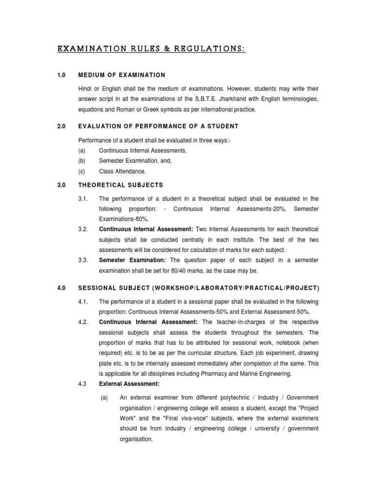 Examination Rules & Regulations Examination Rules & Regulations