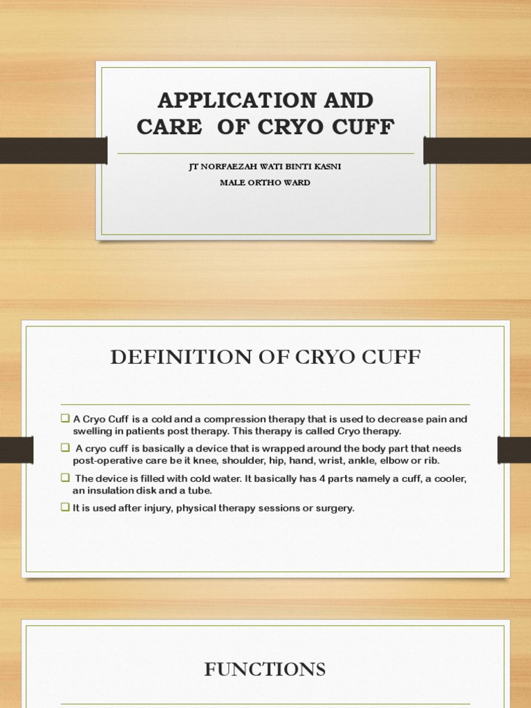 Application and Care of Cryo Cuff 1 | PDF | Physical Therapy ...