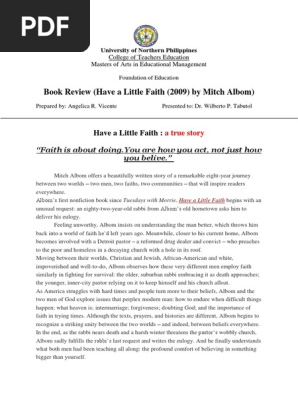 Book Report About Have A Little Faith Docx