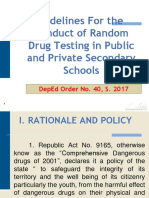 Guidelines For The Conduct of Random Drug Testing in Public and Private Secondary Schools