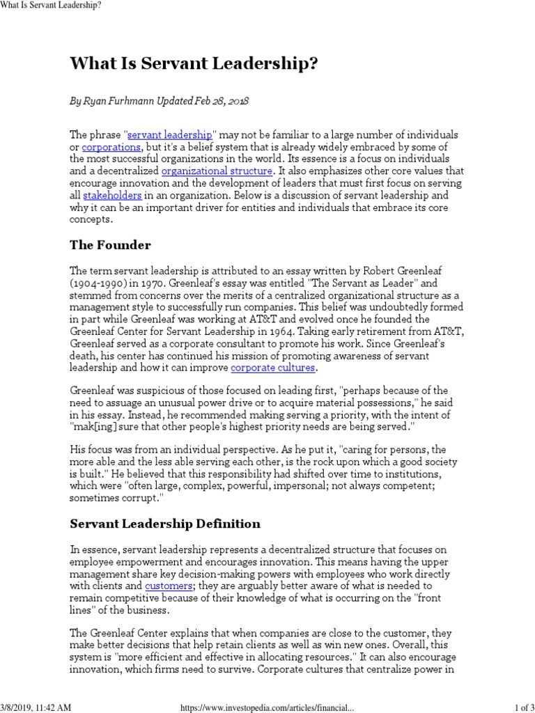 Understanding Servant Leadership Concepts | PDF | Servant Leadership ...