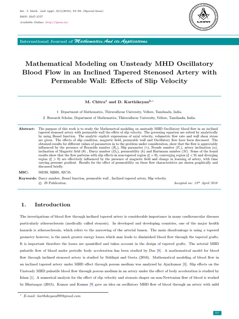 Math Modeling of Blood Flow | PDF | Hemodynamics | Fluid Dynamics