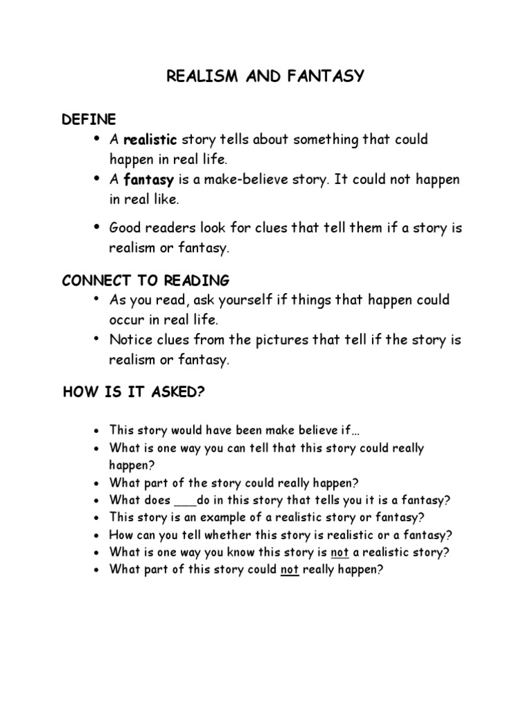 2 1 2 Realism And Fantasy Pdf