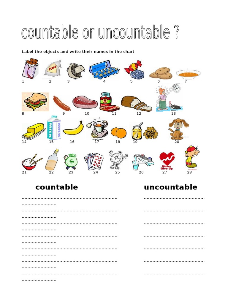 worksheet 2 countable uncountable nouns pdf food and drink food and drink preparation