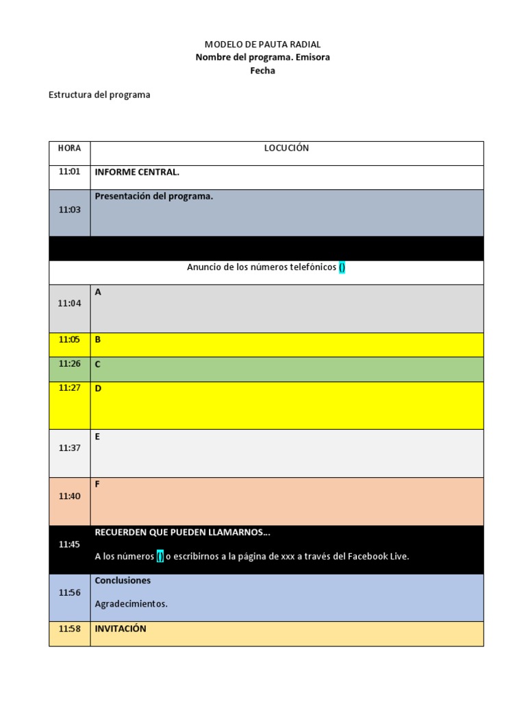 Modelo de Pauta Radial | PDF