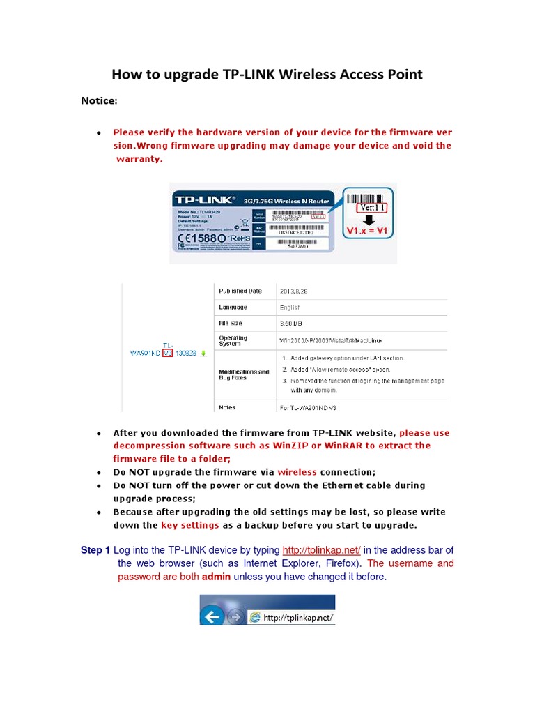 How To Upgrade TP-LINK Wireless Access Point (Tplinkap - Net Version ...