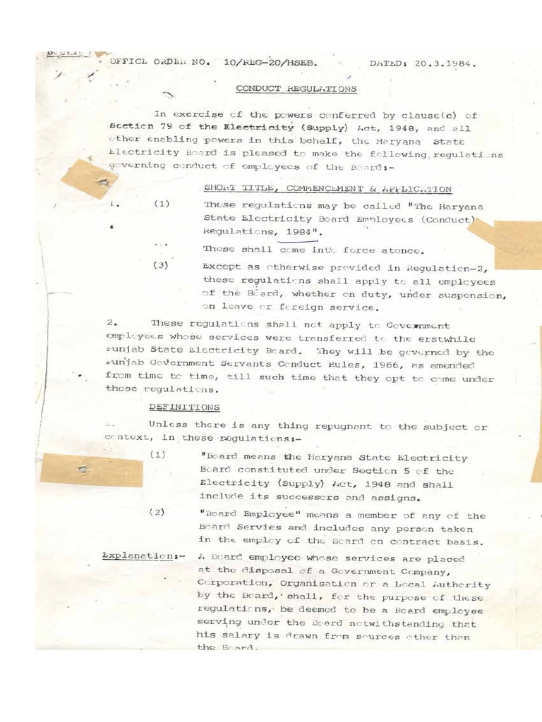 124 - HSEB Employees Conduct Regulations - 1984 | PDF