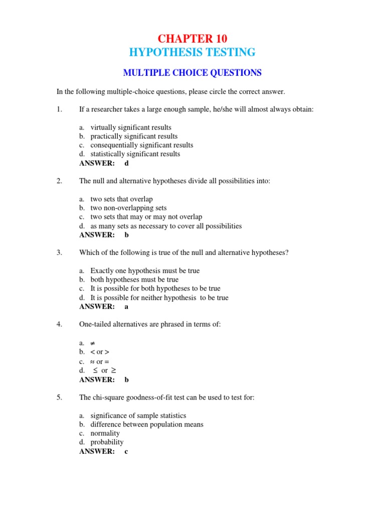 Statistics Exam: Hypothesis Testing | PDF | P Value | Statistical ...