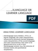 Class 8-Interlanguage or Learner Language