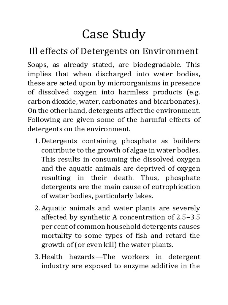 Case Study On Harmful Effects of Detergents On Environment PDF