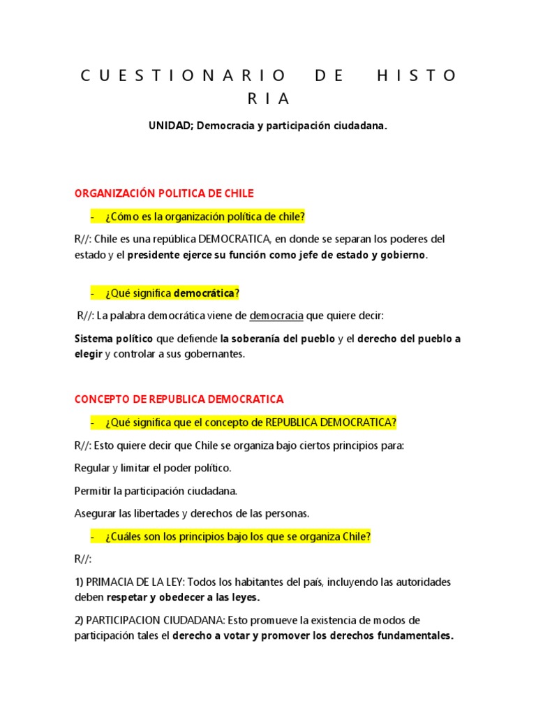 Organización Política de Chile para Niños | PDF | Separación de poderes ...