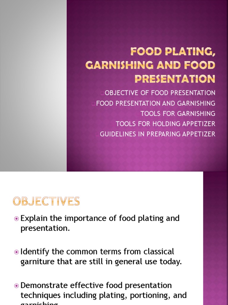 Food Plating, Garnishing and Food Presentation, PDF, Hors D'oeuvre