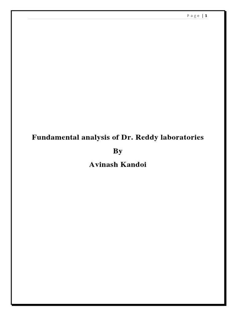 Fundamental Analysis of Dr. Reddys Lab | PDF | Technical Analysis ...
