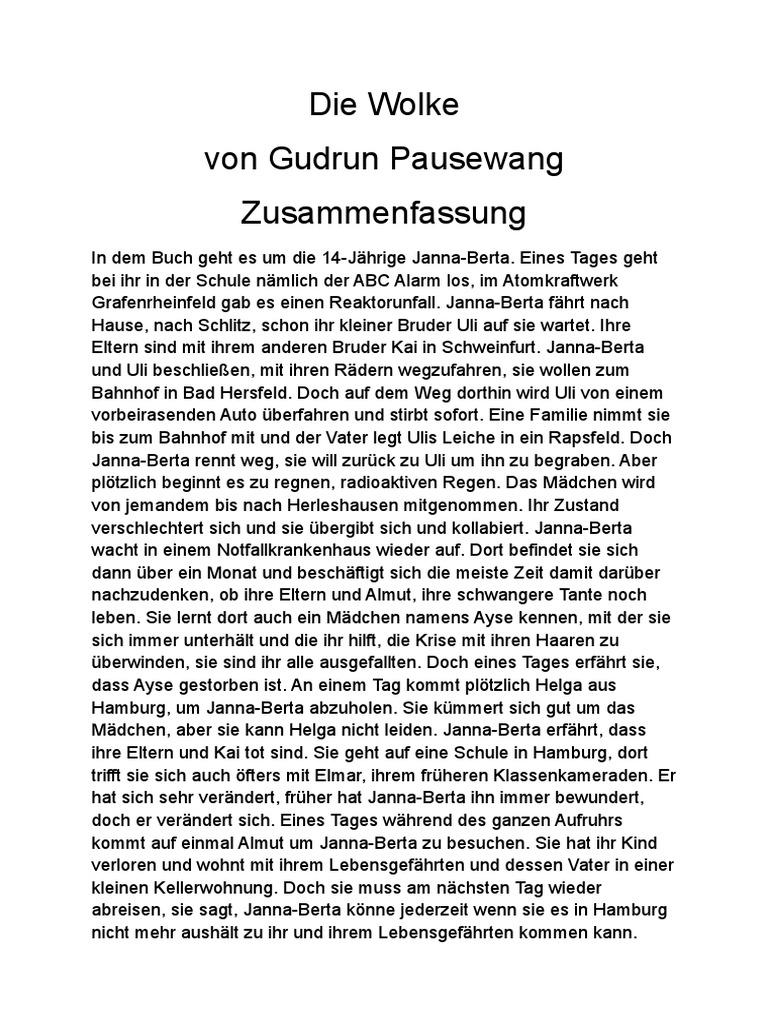 Die Wolke Zusammenfassung Odt
