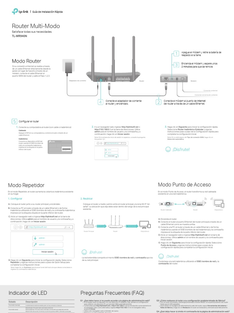 TL-WR940N (Es) V6 Qig PDF | PDF | Enrutador (Computación) | Punto de ...