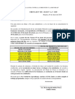 CIRCULAR N° 003-2019 PRESENTACIÓN DE EXÁMENES