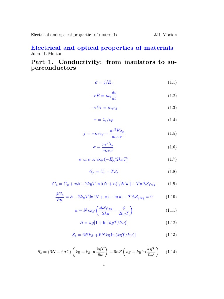 Electrical Properties of Materials | PDF | Electrical Resistance And ...