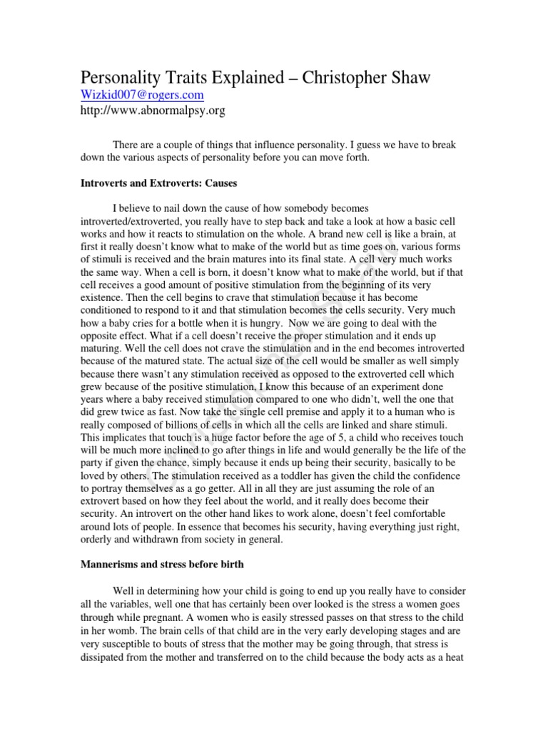 Personality Traits Explained Christopher Shaw PDF | PDF | Extraversion ...
