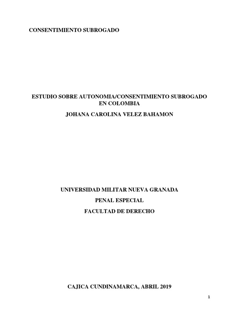 Consentimiento Subrogado Pdf Hospital Consentimiento