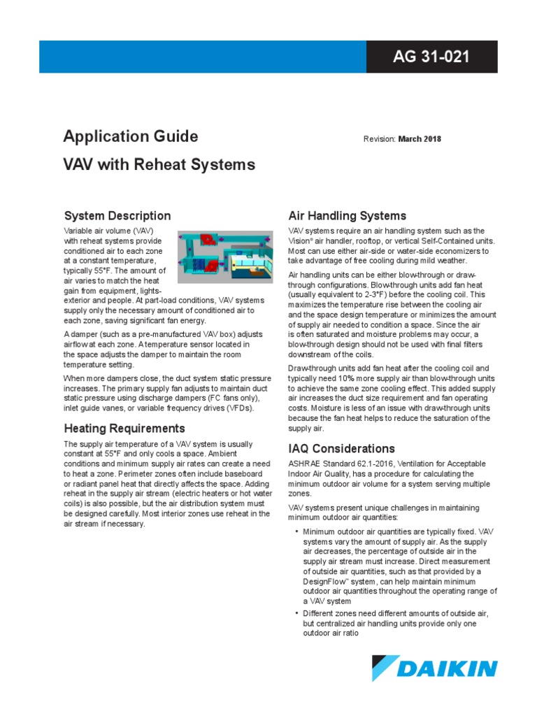 Daikin VAV With Reheat Systems AppGuide AG31-021 LR | PDF | Hvac | Duct ...