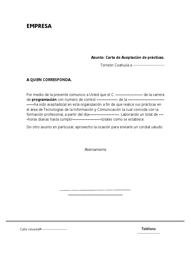 Carta De Practicas Ejemplos De Aceptacion Solicitud Terminacion 2022 